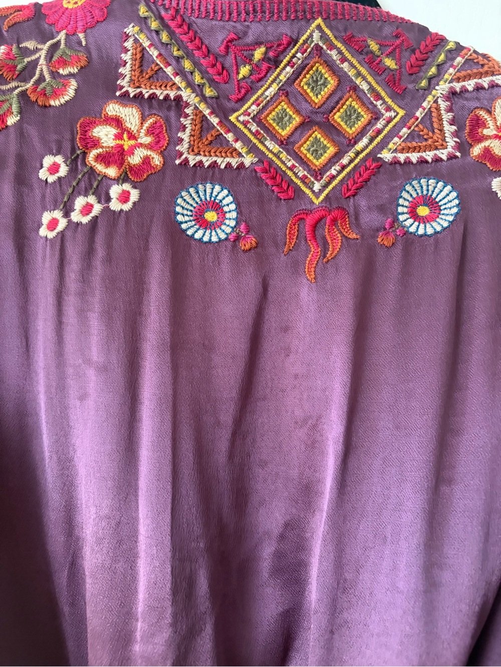 Johnny Was Plum Embroidered Maxi Dress with Floral Accents - Picture 7 of 10